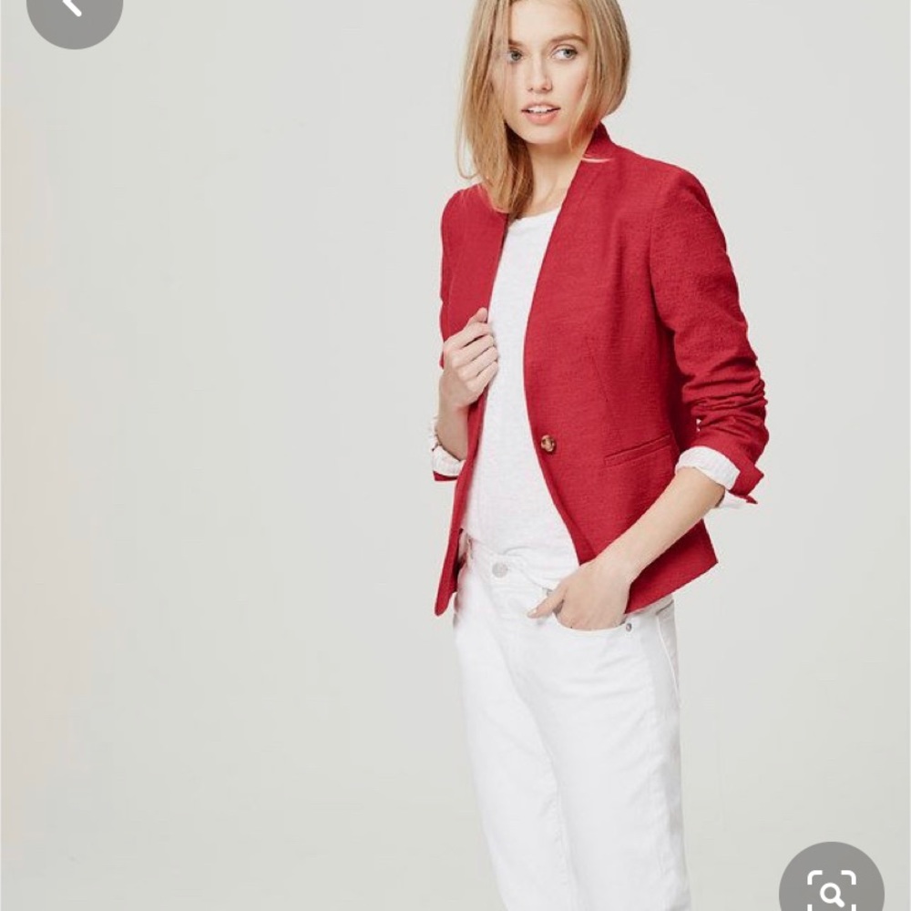 Textured Collarless Blazer in Watermelon LOFT EUC - Picture 1 of 5